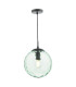 Ripple Ceiling Pendant Matt Black & Green Glass-1