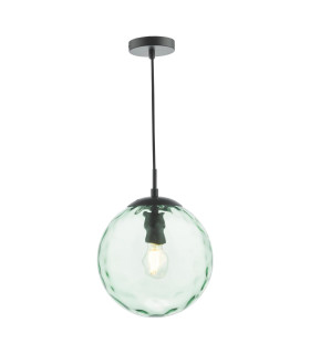 Ripple Ceiling Pendant Matt Black & Green Glass-1