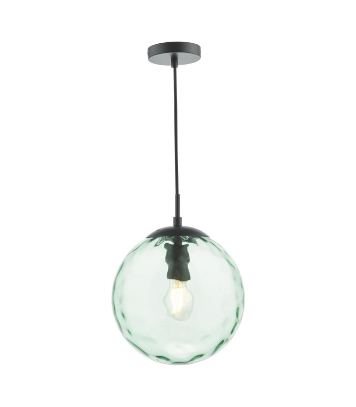 Ripple Ceiling Pendant Matt Black & Green Glass-1