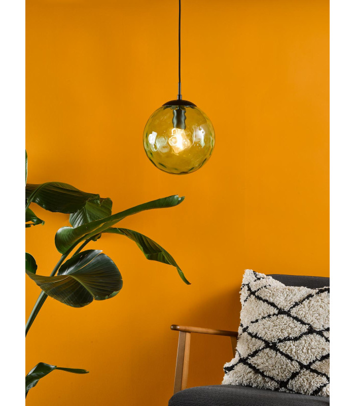 Ripple Ceiling Pendant Matt Black & Green Glass-2