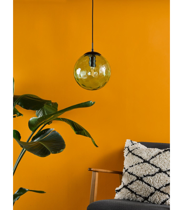 Ripple Ceiling Pendant Matt Black & Green Glass-3