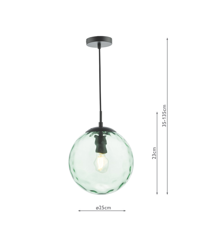 Ripple Ceiling Pendant Matt Black & Green Glass-4