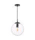 Ripple Ceiling Pendant Matt Black & Clear Glass-7