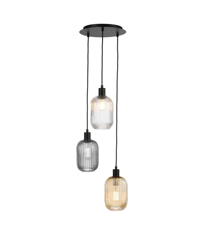 3 Light Cluster Ceiling Pendant Matt Black-1