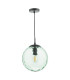 Ripple Ceiling Pendant Matt Black & Green Glass-5