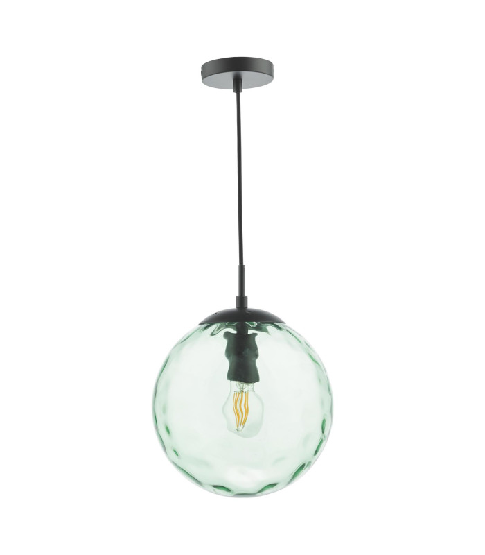 Ripple Ceiling Pendant Matt Black & Green Glass-5