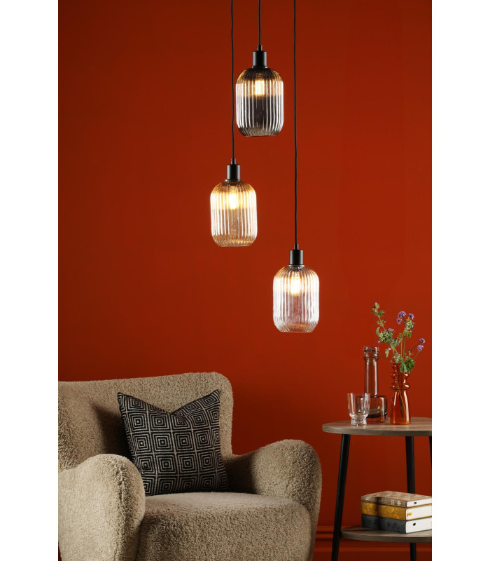 3 Light Cluster Ceiling Pendant Matt Black-2