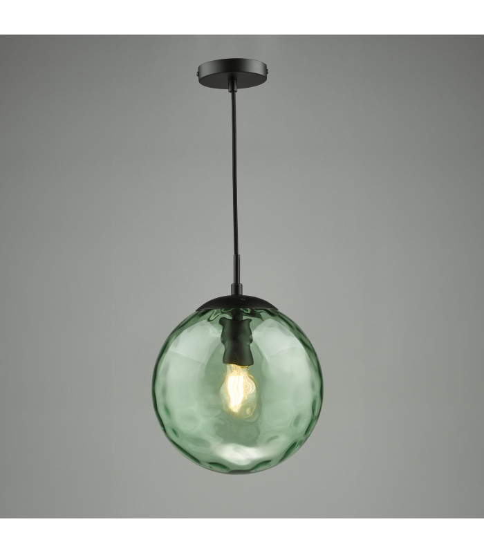 Ripple Ceiling Pendant Matt Black & Green Glass-6