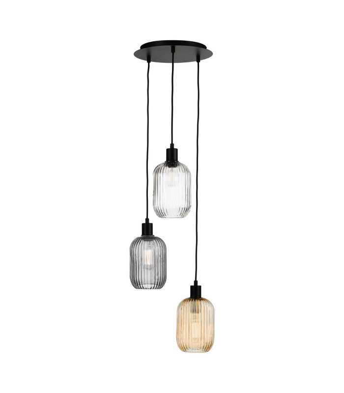 3 Light Cluster Ceiling Pendant Matt Black-4