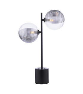 Spiral Table Lamp Matt Black With Smoked/Clear Ribbed Glass-1