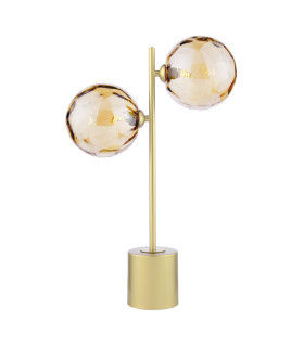 Spiral Table Lamp Matt Gold With Amber Dimpled Glass-1