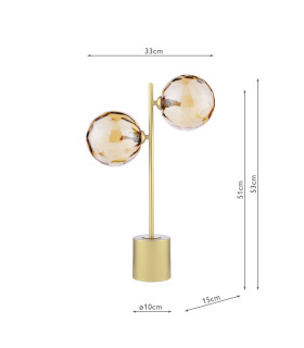 Spiral Table Lamp Matt Gold With Amber Dimpled Glass-2