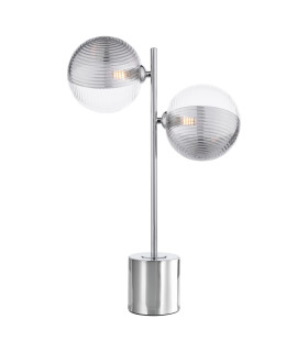 Spiral Table Lamp Polished Chrome With Smoked/Clear Ribbed Glass-1