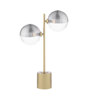 Spiral Table Lamp Matt Gold With Smoked/Clear Ribbed Glass-1