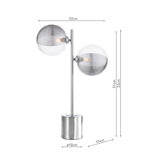 Spiral Table Lamp Polished Chrome With Smoked/Clear Ribbed Glass-2