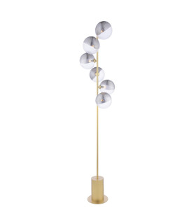 Spiral 6 Light Floor Lamp Matt Gold With Smoked/Clear Ribbed Glass-1