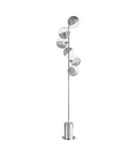 Spiral 6 Light Floor Lamp Polished Chrome With Smoked/Clear Ribbed Glass-1