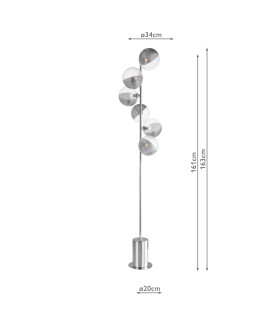 Spiral 6 Light Floor Lamp Polished Chrome With Smoked/Clear Ribbed Glass-2