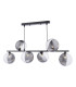 Spiral 6 Light Bar Ceiling Pendant Matt Black With Smoked/Clear Ribbed Glass-1