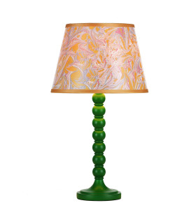 Spool Table Lamp Green With Shade-1
