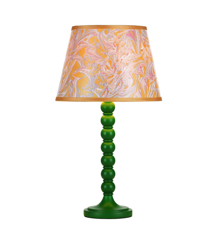 Spool Table Lamp Green With Shade-1