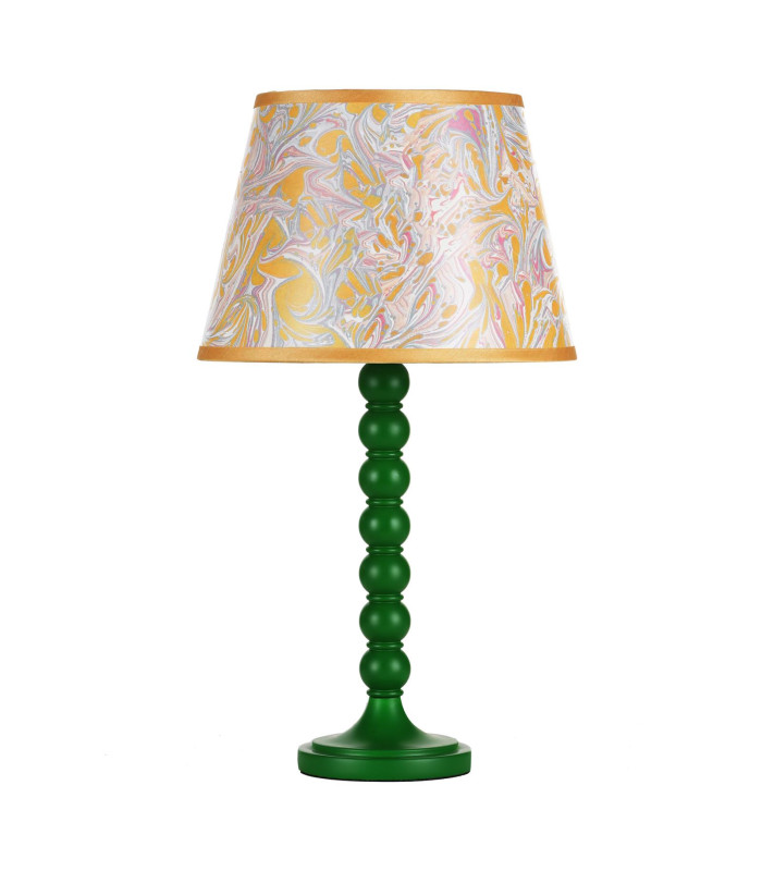 Spool Table Lamp Green With Shade-2