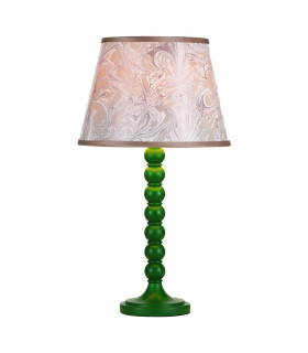 Spool Table Lamp Green With Shade-1