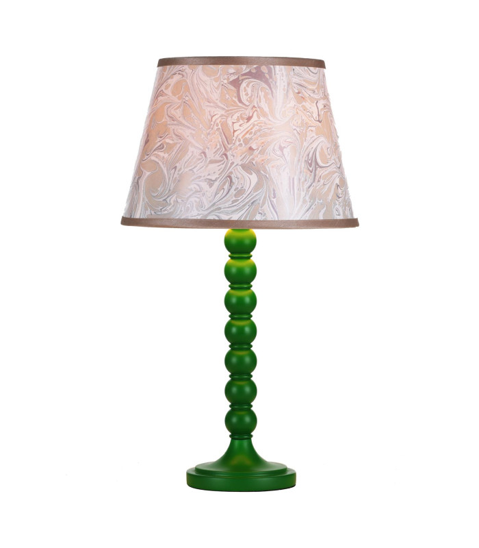Spool Table Lamp Green With Shade-1