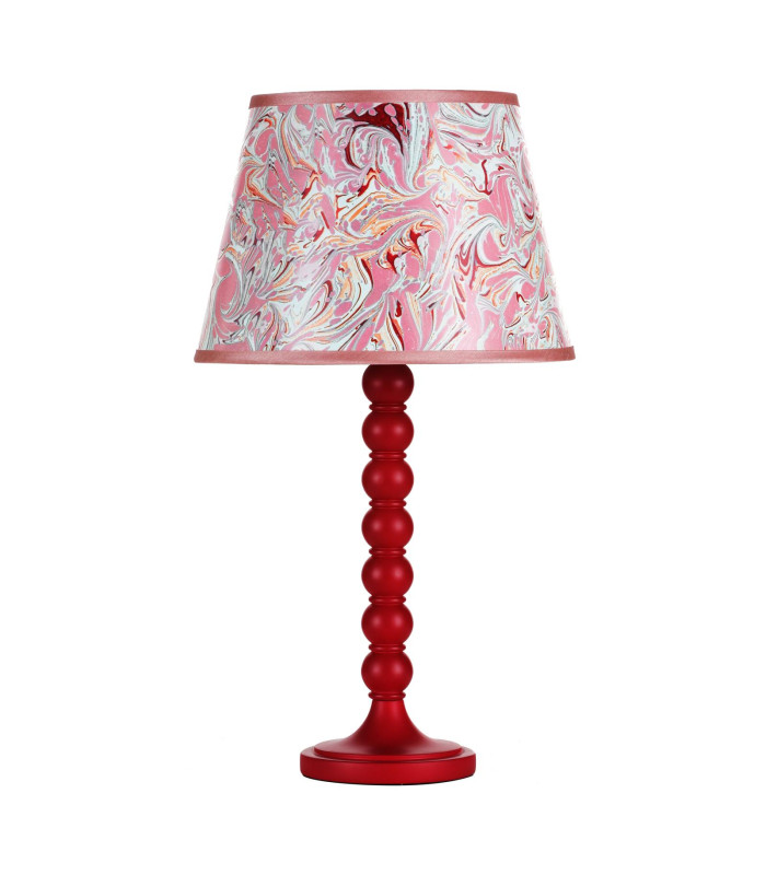 Spool Table Lamp Red With Shade-1