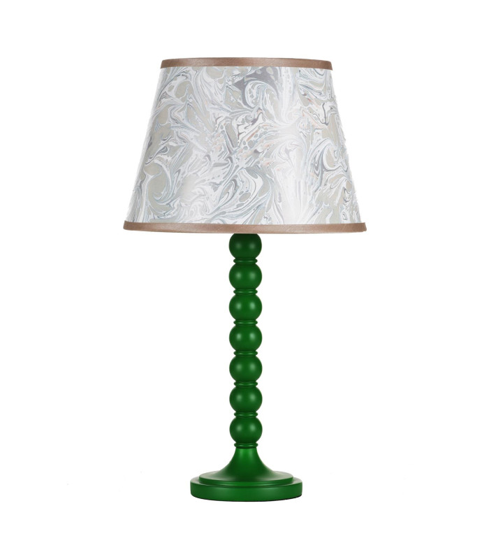 Spool Table Lamp Green With Shade-2