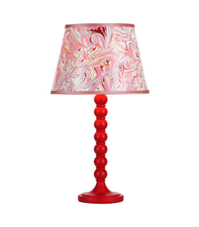 Spool Table Lamp Red With Shade-2