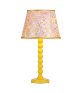 Spool Table Lamp Yellow With Shade-2
