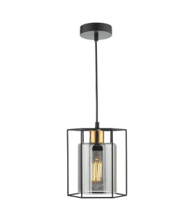 Tatum Ceiling Pendant Matt Black and Smoked Glass-1