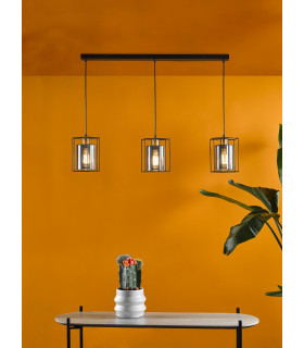 Tatum 3 Light Bar Ceiling Pendant Matt Black and Smoked Glass-2