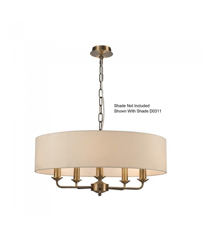 5 Light Multi Arm Ceiling Pendant without Shade, c, w 2m Chain, E14 Antique Brass - 6