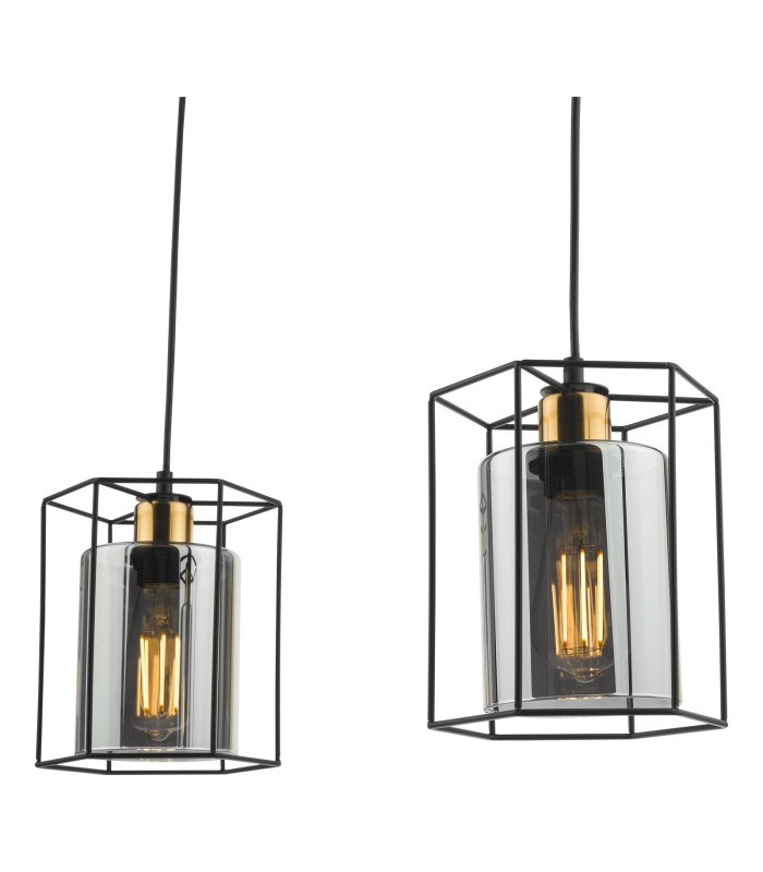 Tatum 3 Light Bar Ceiling Pendant Matt Black and Smoked Glass-11