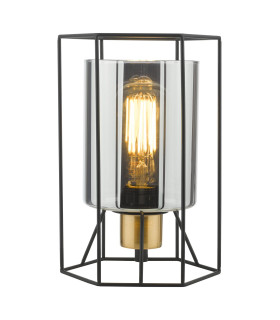 Tatum Table Lamp Matt Black and Smoked Glass-1