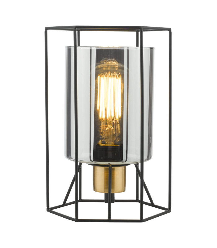 Tatum Table Lamp Matt Black and Smoked Glass-1
