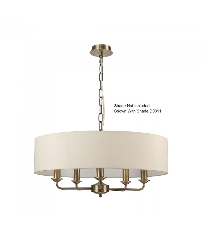 5 Light Multi Arm Ceiling Pendant without Shade, c, w 2m Chain, E14 Antique Brass - 7