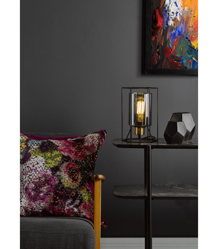 Tatum Table Lamp Matt Black and Smoked Glass-4