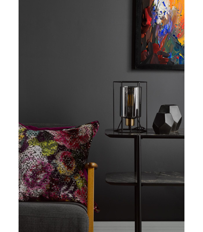 Tatum Table Lamp Matt Black and Smoked Glass-5