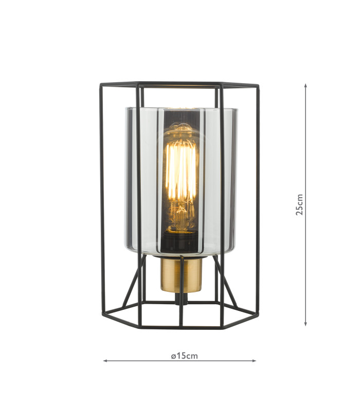 Tatum Table Lamp Matt Black and Smoked Glass-6