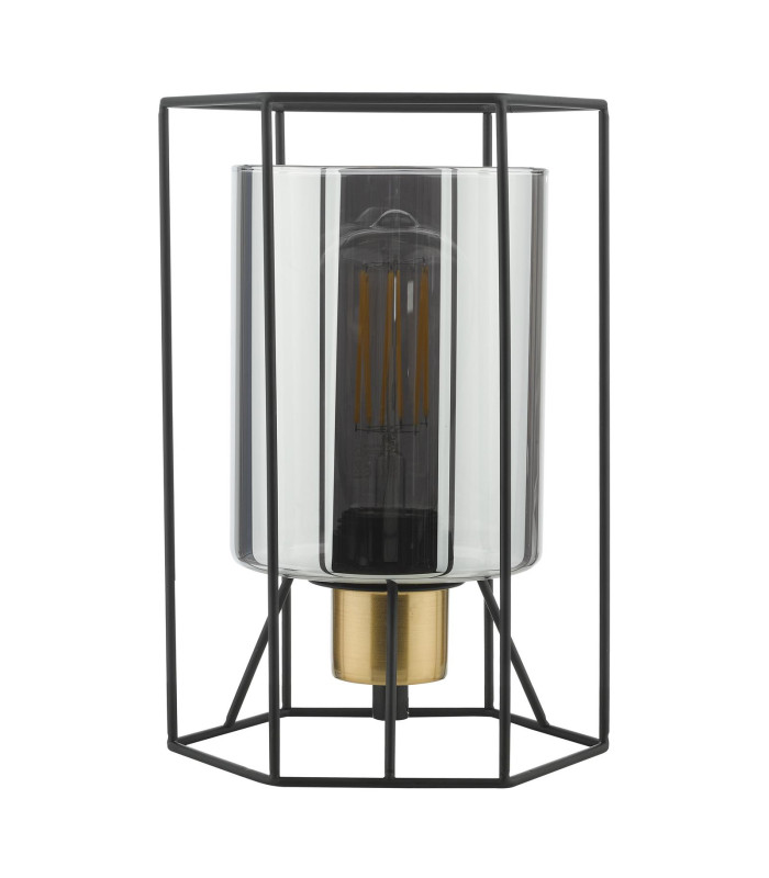 Tatum Table Lamp Matt Black and Smoked Glass-7