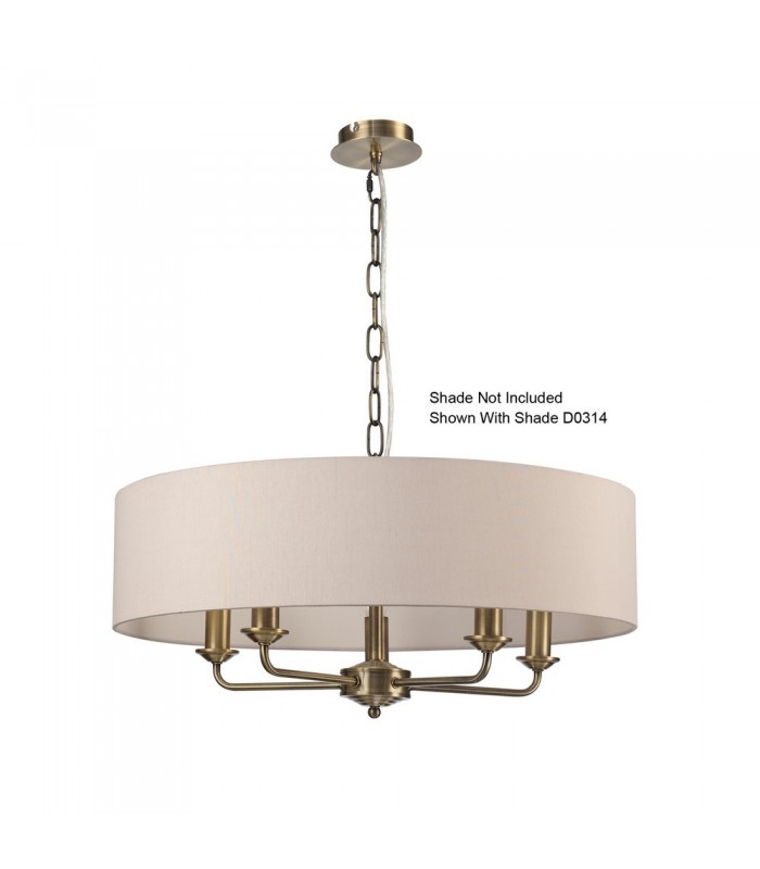 5 Light Multi Arm Ceiling Pendant without Shade, c, w 2m Chain, E14 Antique Brass - 8