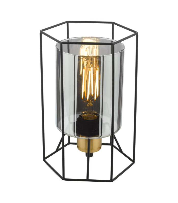 Tatum Table Lamp Matt Black and Smoked Glass-8