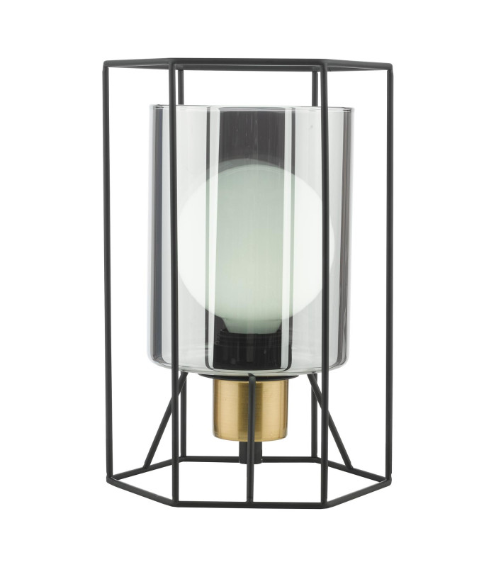 Tatum Table Lamp Matt Black and Smoked Glass-9