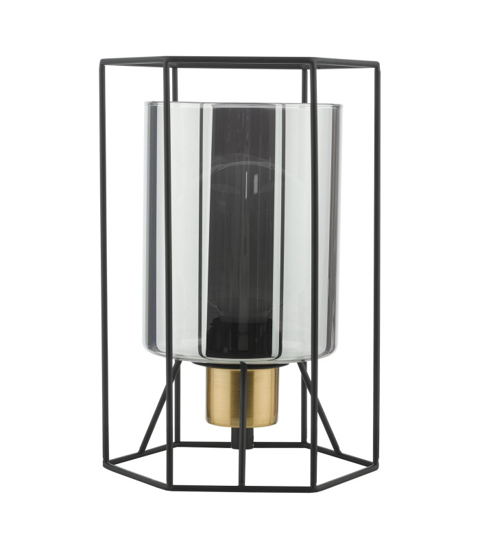 Tatum Table Lamp Matt Black and Smoked Glass-10