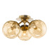 Ulrika 3 Light Flush Antique Brass and Amber Glass-1