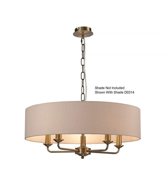 5 Light Multi Arm Ceiling Pendant without Shade, c, w 2m Chain, E14 Antique Brass - 9