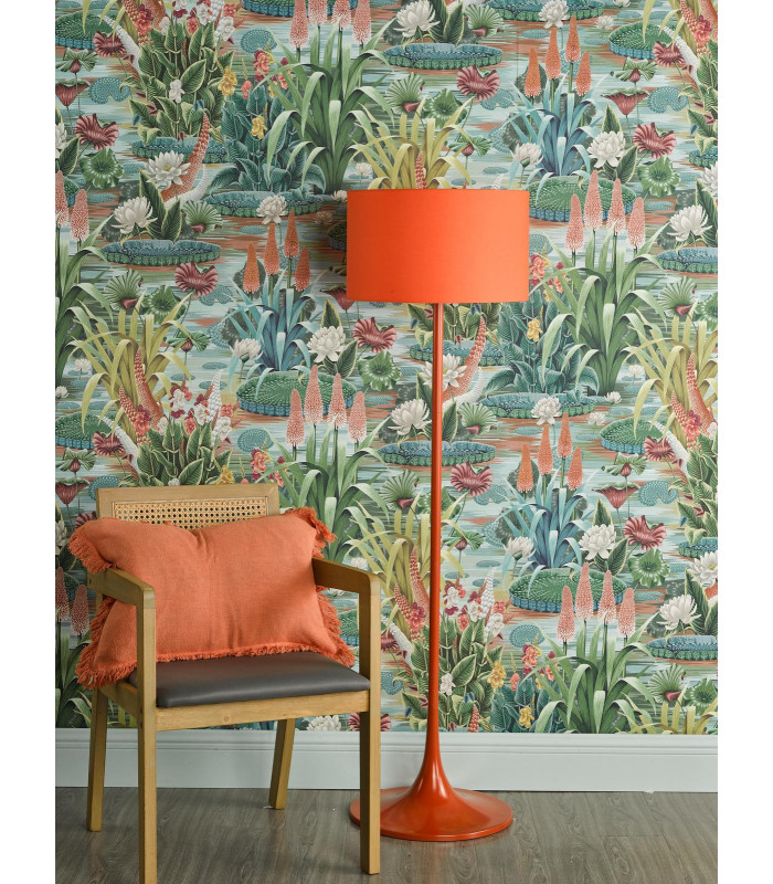 Toledo Floor Lamp Satin Orange With Shade-3